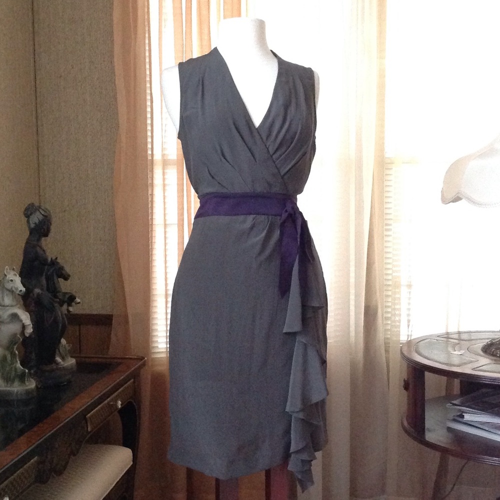 Nougat London grey silk dress